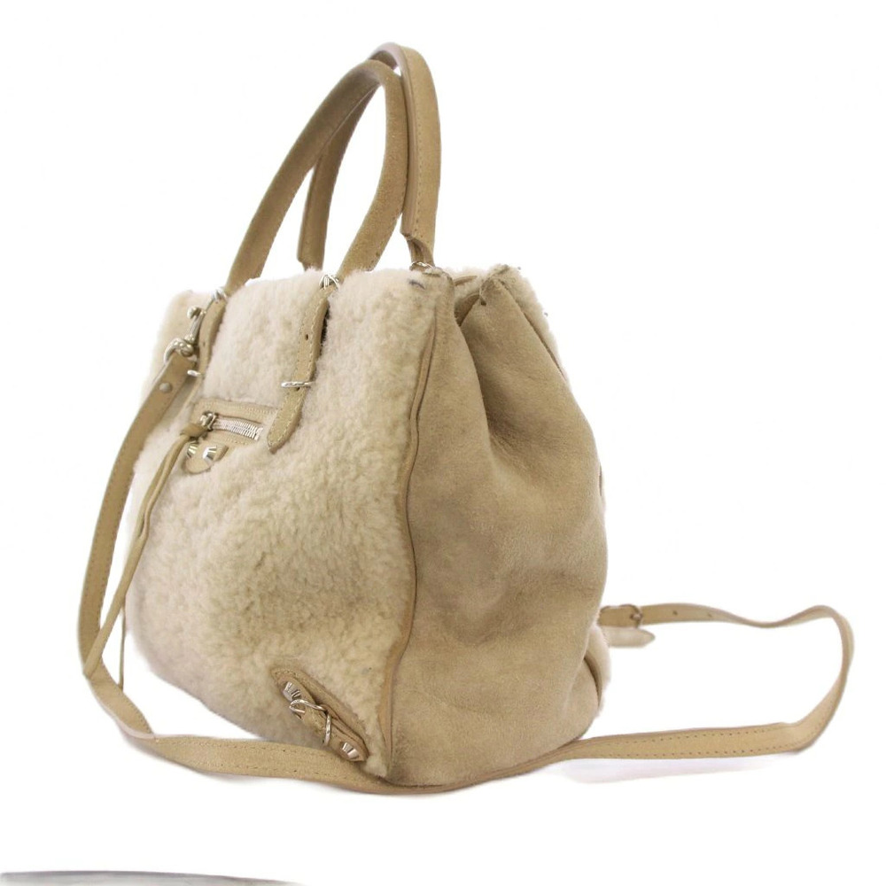 Balenciaga Paper Fur Handbag Shoulder Bag Ivory White